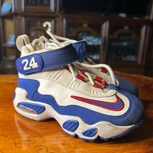 Kids Nike Air Griffey Max 1 Basketball Sneakers White Blue Red